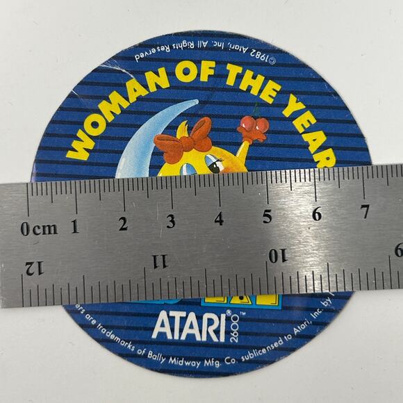 Vintage 80s Atari 2600 Ms Pac Man Paper Sticker 1982 Woman of the Year Pacman - Picture 6 of 6